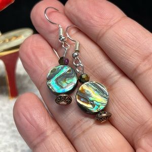 Genuine abalone shell earrings -dainty